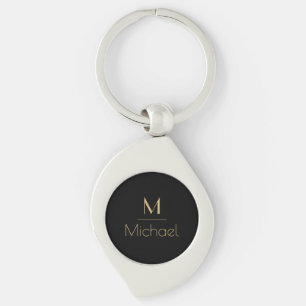 Porte-clés Monogramme personnalisé   Nom Noir & Or