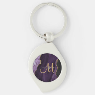 Porte-clés Monogramme personnalisé Parties scintillant or vio