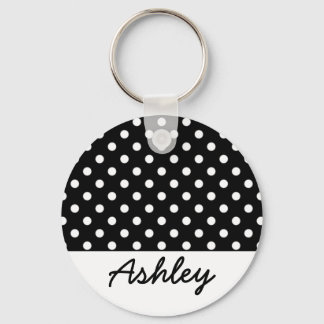 Porte-clés Monogramme personnalisé Pois noir