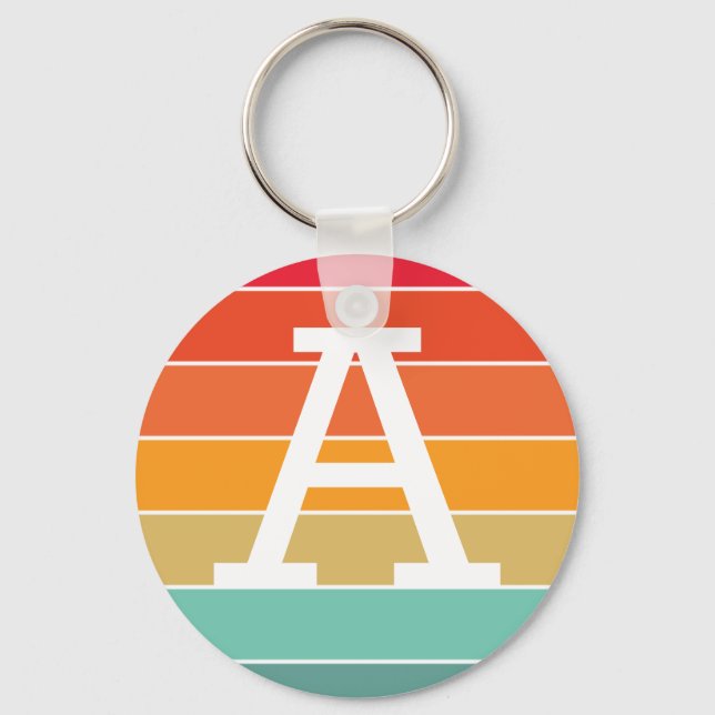 Porte-clés Monogramme personnalisé Retro Sunset (Recto)