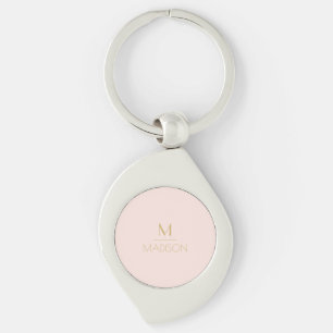 Porte-clés Monogramme personnalisé rose et or   Nom