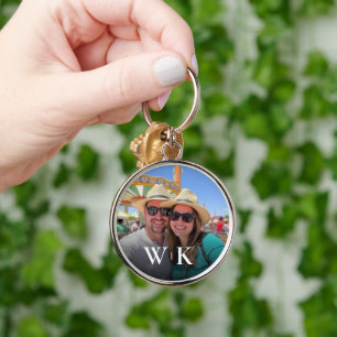 Porte-clés Monogramme photo en couple personnalisable