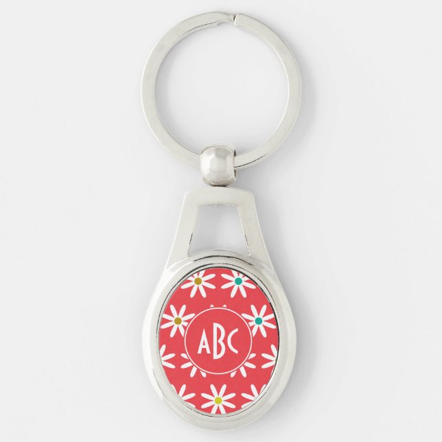 Porte-clés Monogramme points rose daisy (Devant)