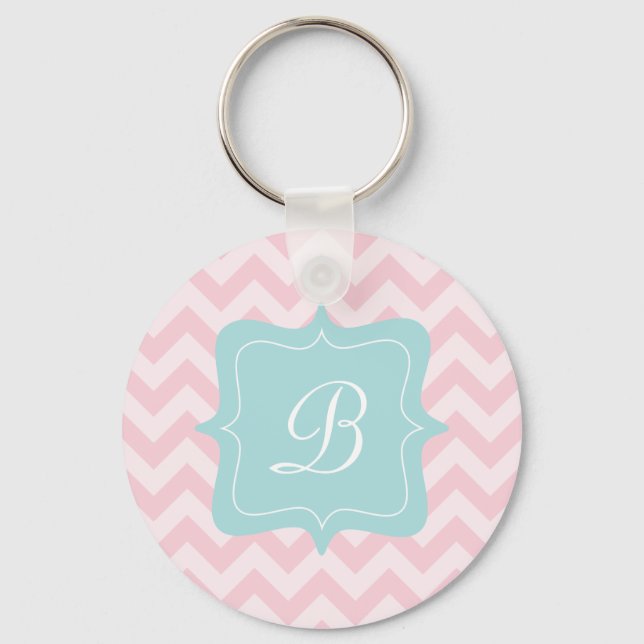 Porte-clés Monogramme rose Zigzag (Recto)