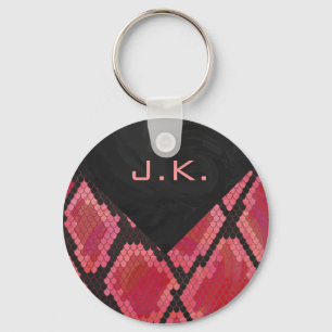 Porte-clés Monogramme serpent noir et rouge imprimé