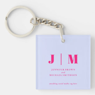 Porte-clés Monogramme simple lilas minimaliste