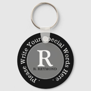 Porte-clés monogramme + texte personnalisé sur belle promo pa