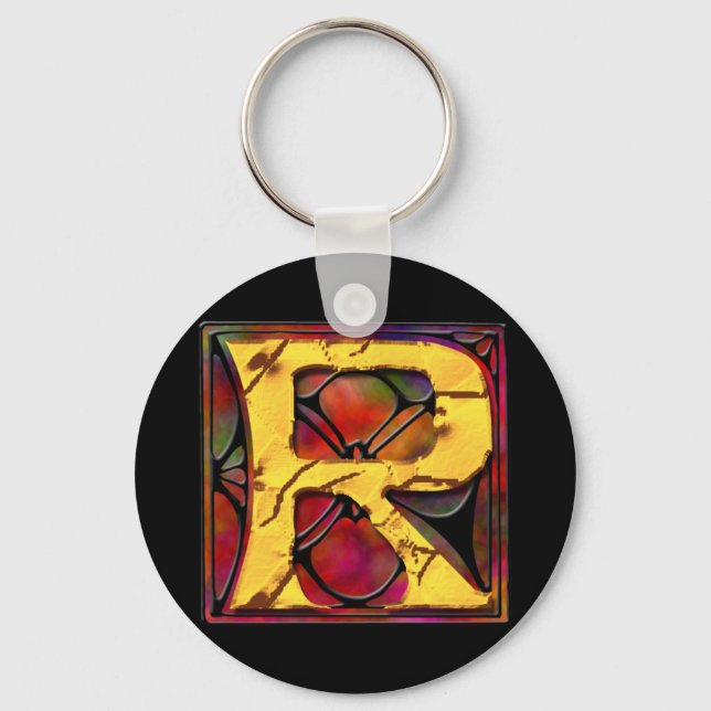 Porte-clés Monogramme : Verre Inoxydable R (Recto)