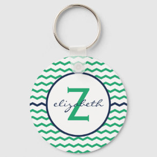 Porte-clés Monogramme vert de Chevron
