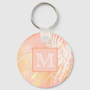 Porte-clés Monographie feuille rose de palmier d'or