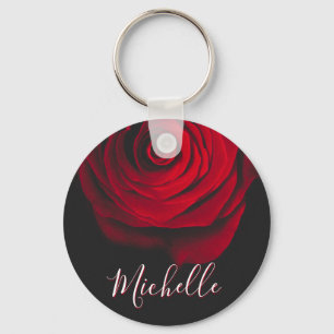 Porte-clés Monographie personnalisée rouge rose vintage photo