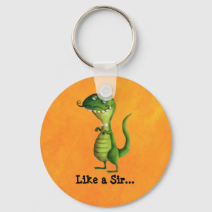 Porte-clés Monsieur T-rex avec des moustaches