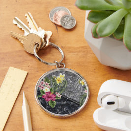 Porte-clés Monstera hawaïenne Tapa et Hibiscus