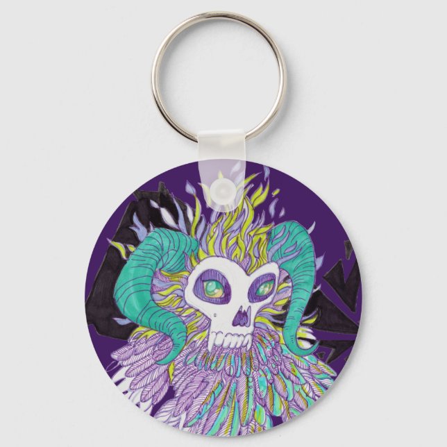Porte-clés Monstre Éffrayant de plumes de démon (Recto)
