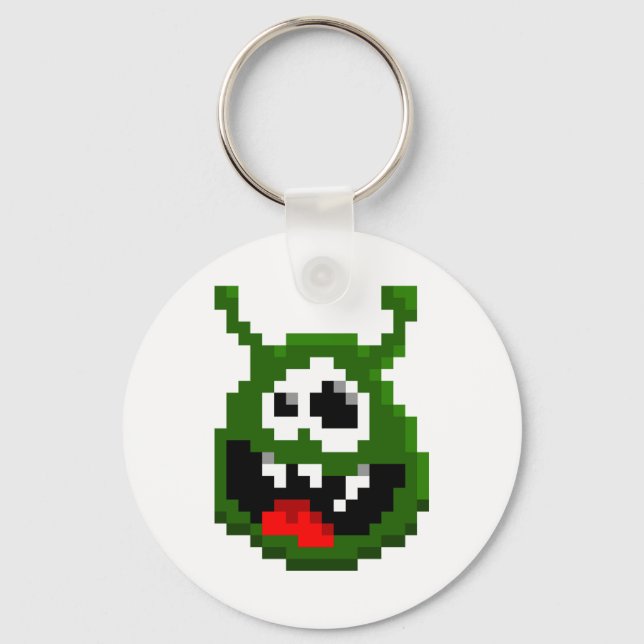 Porte-clés Monstre Vert - Pixel Art (Recto)