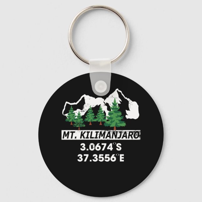 Porte-clés Mont Kilimandjaro avec coordonnées GPS (Recto)
