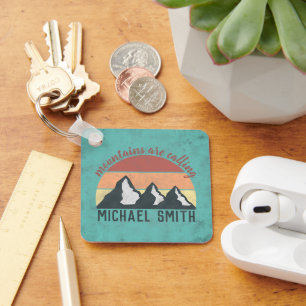 Porte-clés Montagnes pastel vintage appellent monogramme