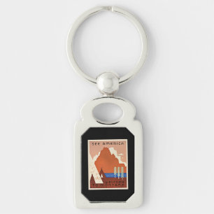 Porte-clés Montana, Voir Amérique, illustration de voyage vin