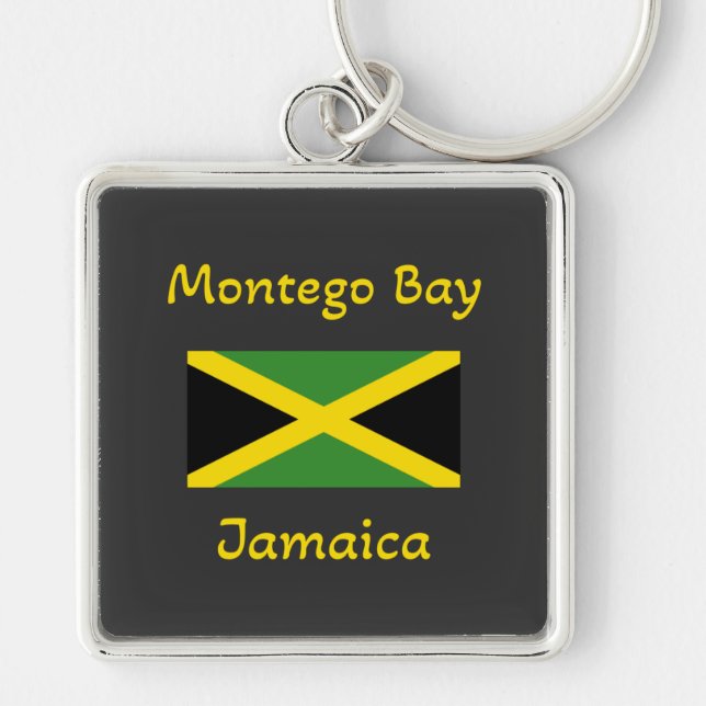 Porte-clés Montego Bay Jamaïque - Drapeau jamaïcain (Devant)
