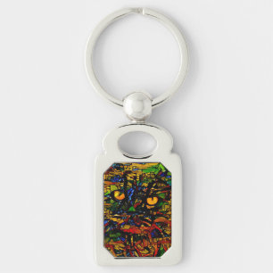 Porte-clés Mosaïque colorée Chat Art Prin