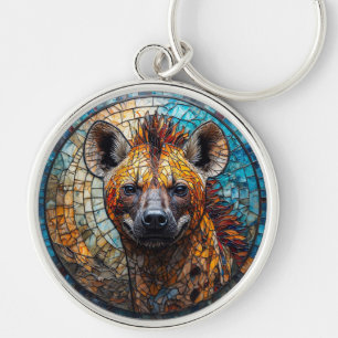 Porte-clés Mosaïque de verre teinté d'hyène majestueuse