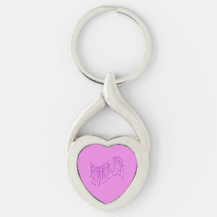 Porte-clés Mosaïque rose Nom Evelyn, Clavier