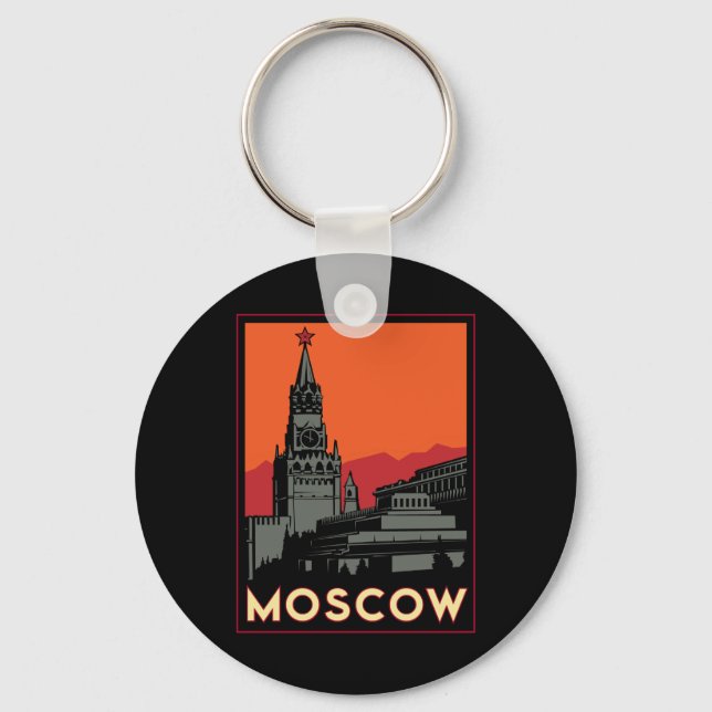 Porte-clés moscou russie kremlin art déco voyage rétro (Recto)