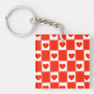 Porte-clés Motif à carreaux Cœur Rouge Rétro : Ballon