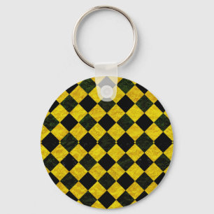 Porte-clés Motif à carreaux noir et jaune