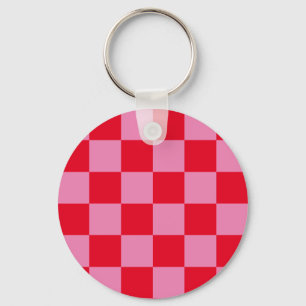 Porte-clés Motif à carreaux rétro rose et orange