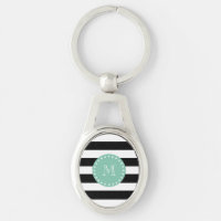 Motif à rayures noires, Monogramme vert à menthe