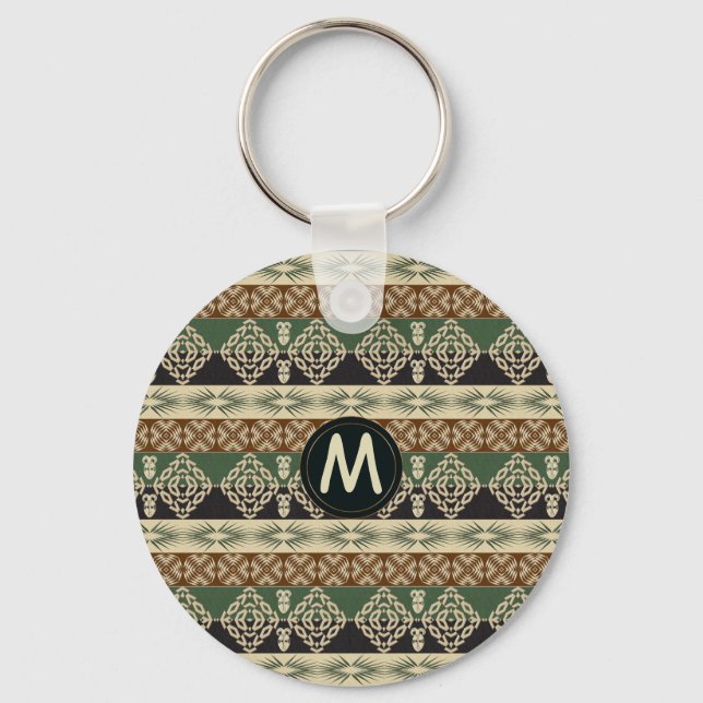 Porte-clés Motif à rayures tribales d'afrique ethnique.monogr (Recto)