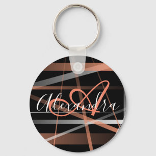 Porte-clés Motif Abstrait de Rayures Modernes Monogramme Cora