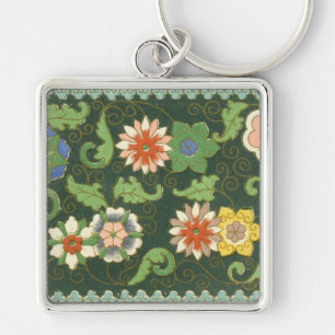 Porte-clés Motif antique cloisonné chinois : Vert Jade