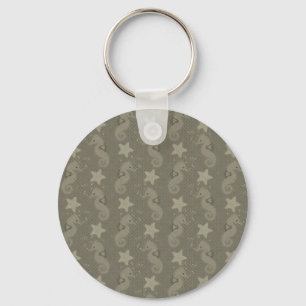 Porte-clés Motif Antique Seahorse Et Starfish
