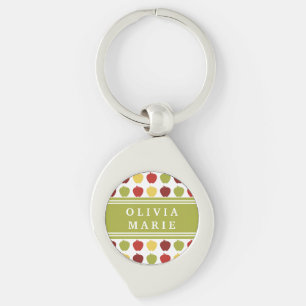 Porte-clés Motif Apple élégant avec nom personnalisé