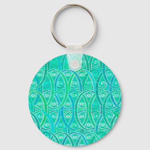 Porte-clés Motif arabesque - aqua et turquoise