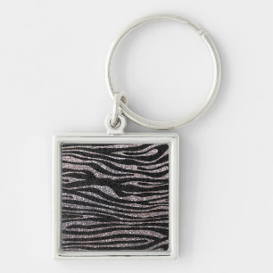 Porte-clés Motif argenté de rayure de zèbre (parties
