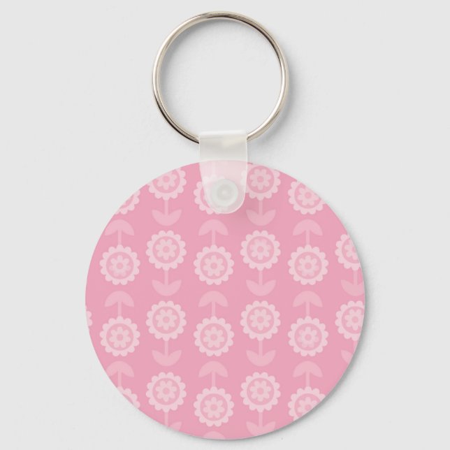 Porte-clés Motif Art Abstrait rose Fleurs florales (Recto)