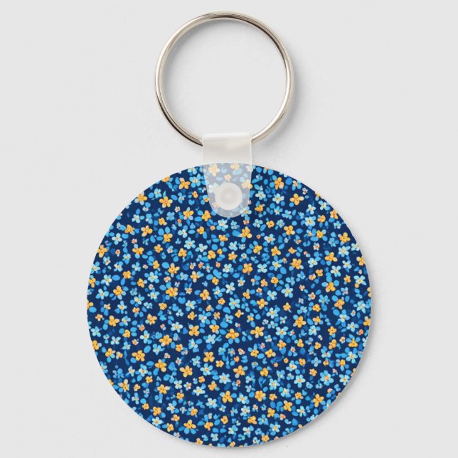Porte-clés Motif Blue Little Flowers (Recto)