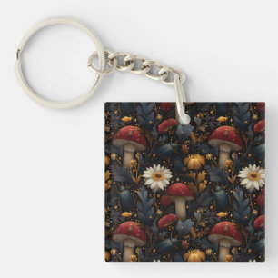 Porte-clés Motif botanique de champignon et de coléoptère got