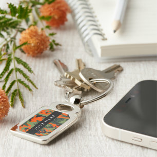 Porte-clés Motif Camouflage orange, Votre nom, Personnaliser