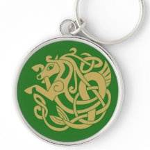 Motif celtique orné de cheval en or 