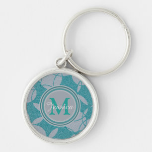 Porte-clés Motif Cercles Abstraits turquoises Personnalisé