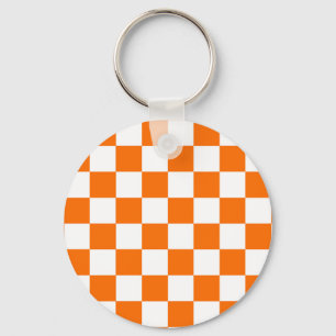 Porte-clés Motif chèque À damiers blanc orange