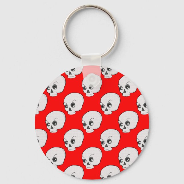 Porte-clés Motif crâne sur Arrière - plan rouge (Recto)