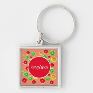 Porte-clés Motif d'agrumes de fruits juteux