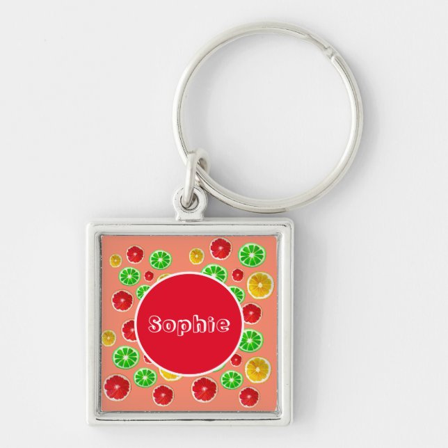 Porte-clés Motif d'agrumes de fruits juteux (Devant)