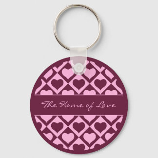 Porte-clés Motif damier cœur personnalisé Bordeaux Rose -
