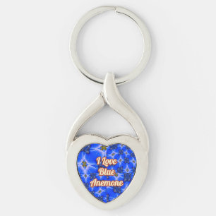 Porte-clés Motif d'anémone du Jardin bleu